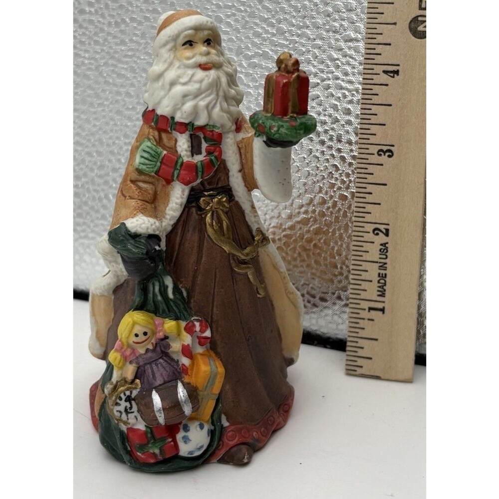 Vintage Ceramic Santa Claus Bell Ornament Victorian Christmas Holiday Decor